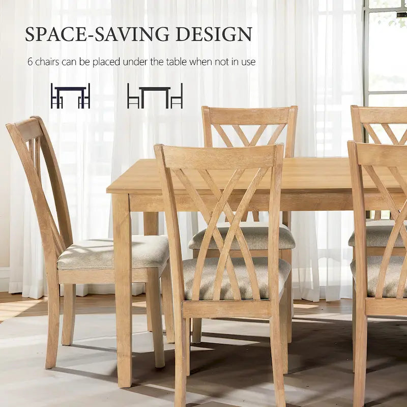 Ensemble table et chaises de salle à manger, style moderne, 1 table et 6 chaises, antidérapant, idéal pour 4 à 6 personnes