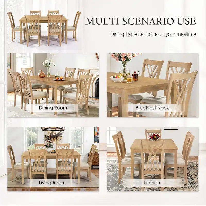 Ensemble table et chaises de salle à manger, style moderne, 1 table et 6 chaises, antidérapant, idéal pour 4 à 6 personnes