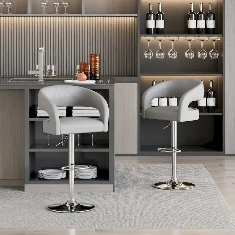 Tabourets de bar à dossier mi-haut arrondi et hauteur réglable (lot de 4)