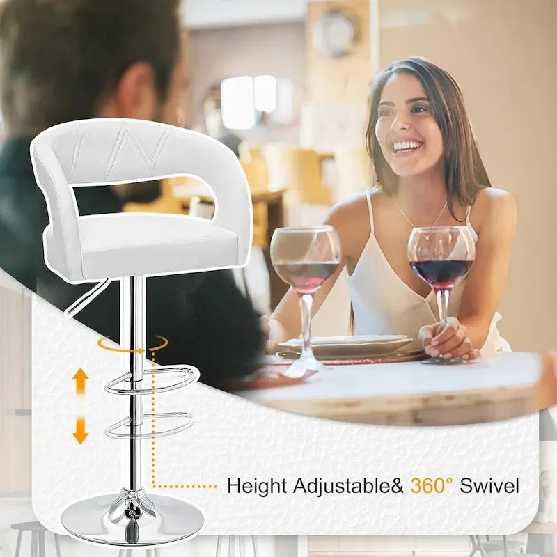 Tabourets de bar à dossier mi-haut arrondi et hauteur réglable (lot de 4)