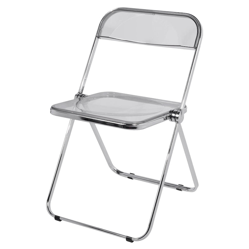 Chaise de salle à manger pliante empilable en acrylique transparent avec cadre en métal, unité - 29,1 (H) x 18,1 (L) x 18,5 (P)