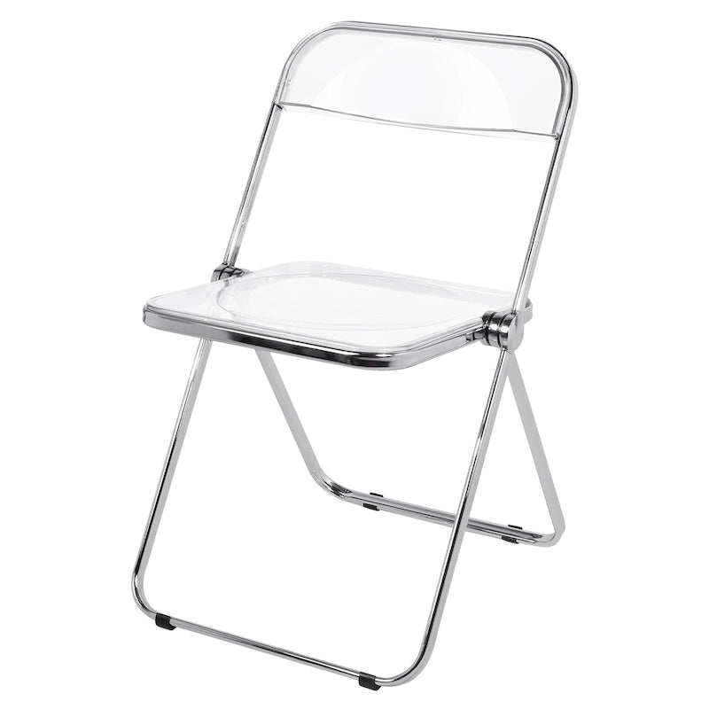 Chaise de salle à manger pliante empilable en acrylique transparent avec cadre en métal, unité - 29,1 (H) x 18,1 (L) x 18,5 (P)