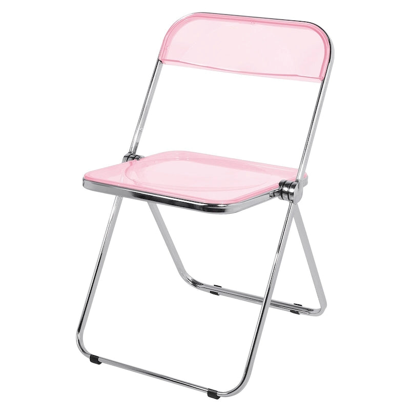 Chaise de salle à manger pliante empilable en acrylique transparent avec cadre en métal, unité - 29,1 (H) x 18,1 (L) x 18,5 (P)
