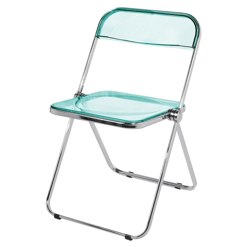 Chaise de salle à manger pliante empilable en acrylique transparent avec cadre en métal, unité - 29,1 (H) x 18,1 (L) x 18,5 (P)
