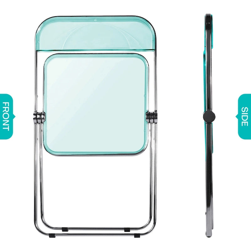 Chaise de salle à manger pliante empilable en acrylique transparent avec cadre en métal, unité - 29,1 (H) x 18,1 (L) x 18,5 (P)