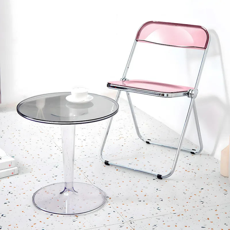 Chaise de salle à manger pliante empilable en acrylique transparent avec cadre en métal, unité - 29,1 (H) x 18,1 (L) x 18,5 (P)