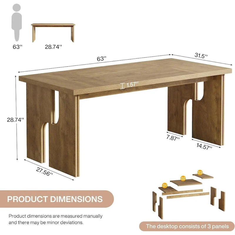 Table de salle à manger rectangulaire 63 cm avec pieds au design moderne