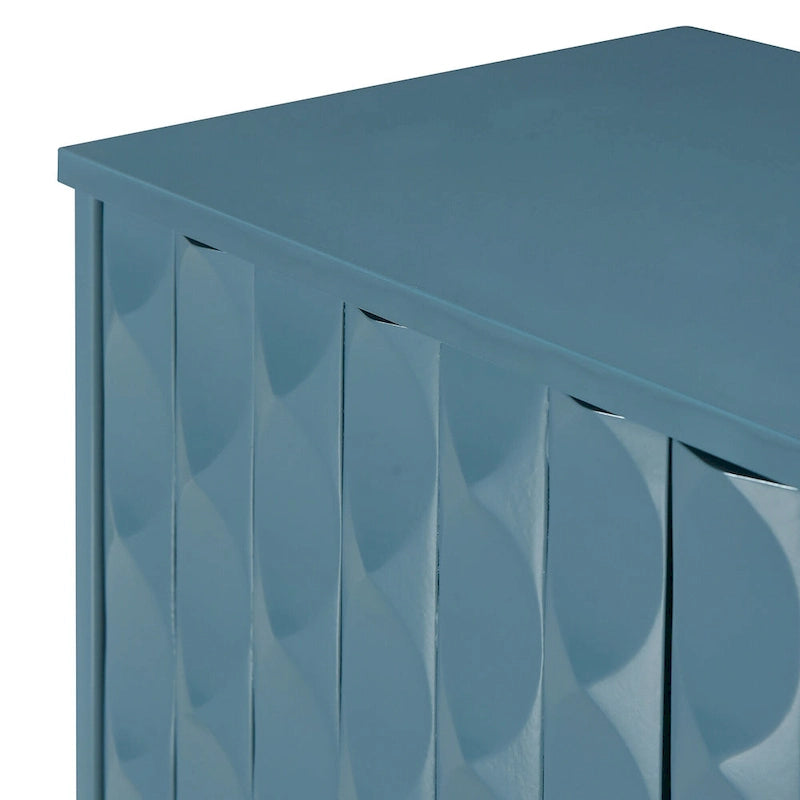 Buffet moderne à 4 portes avec portes à motif convexe et 2 poignées argentées