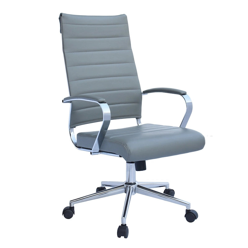 Fauteuil de bureau moderne à dossier haut, en cuir PU côtelé, inclinable, pour direction, salle de conférence, bureau d'ordinateur, cadre supérieur