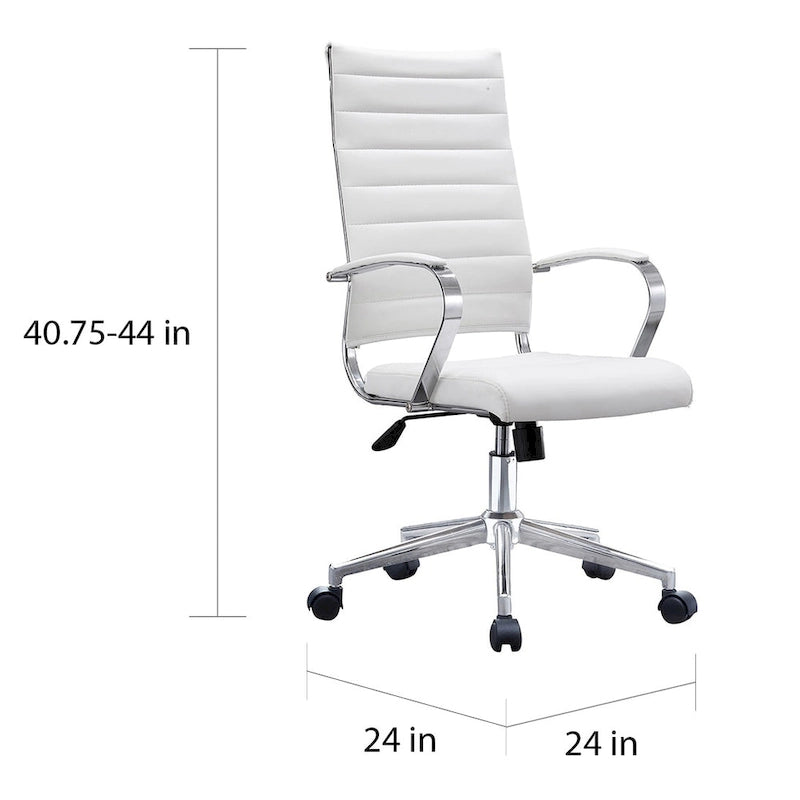 Fauteuil de bureau moderne à dossier haut, en cuir PU côtelé, inclinable, pour direction, salle de conférence, bureau d'ordinateur, cadre supérieur