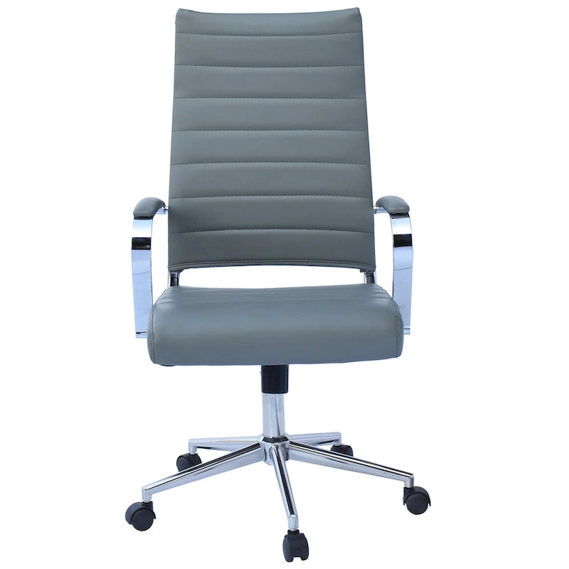 Fauteuil de bureau moderne à dossier haut, en cuir PU côtelé, inclinable, pour direction, salle de conférence, bureau d'ordinateur, cadre supérieur
