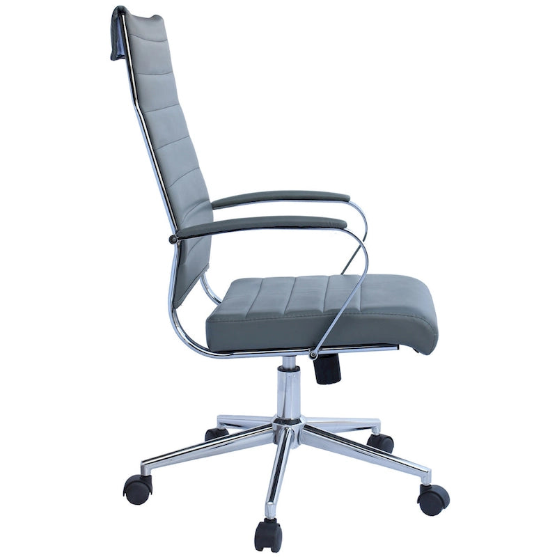Fauteuil de bureau moderne à dossier haut, en cuir PU côtelé, inclinable, pour direction, salle de conférence, bureau d'ordinateur, cadre supérieur