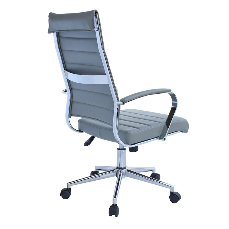 Fauteuil de bureau moderne à dossier haut, en cuir PU côtelé, inclinable, pour direction, salle de conférence, bureau d'ordinateur, cadre supérieur
