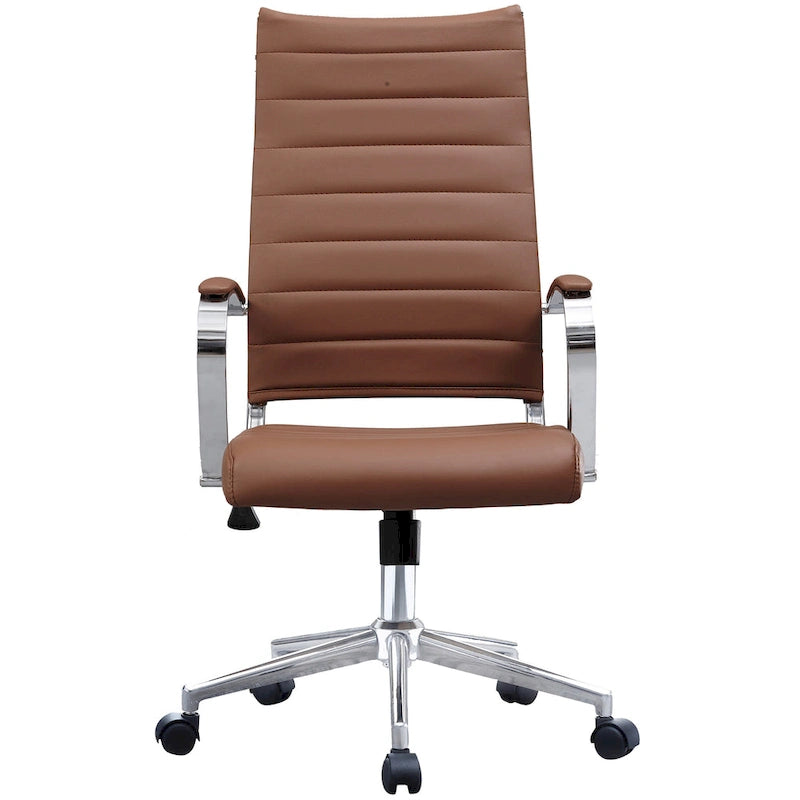 Fauteuil de bureau moderne à dossier haut, en cuir PU côtelé, inclinable, pour direction, salle de conférence, bureau d'ordinateur, cadre supérieur