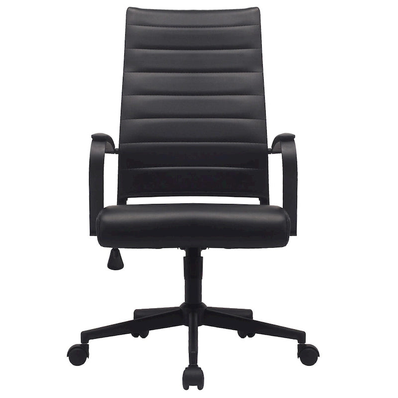 Fauteuil de bureau moderne à dossier haut, en cuir PU côtelé, inclinable, pour direction, salle de conférence, bureau d'ordinateur, cadre supérieur