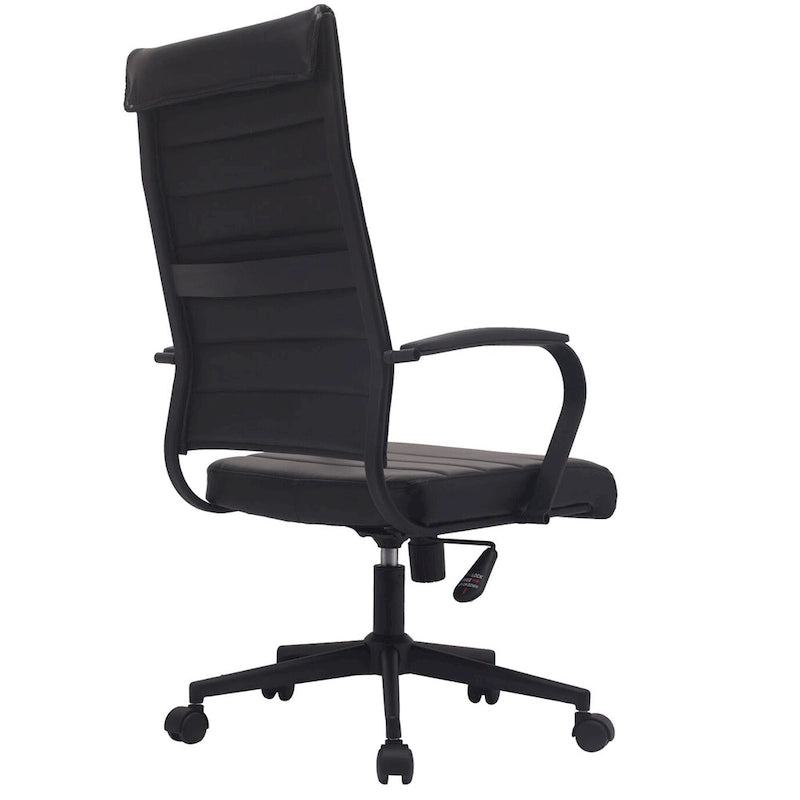 Fauteuil de bureau moderne à dossier haut, en cuir PU côtelé, inclinable, pour direction, salle de conférence, bureau d'ordinateur, cadre supérieur