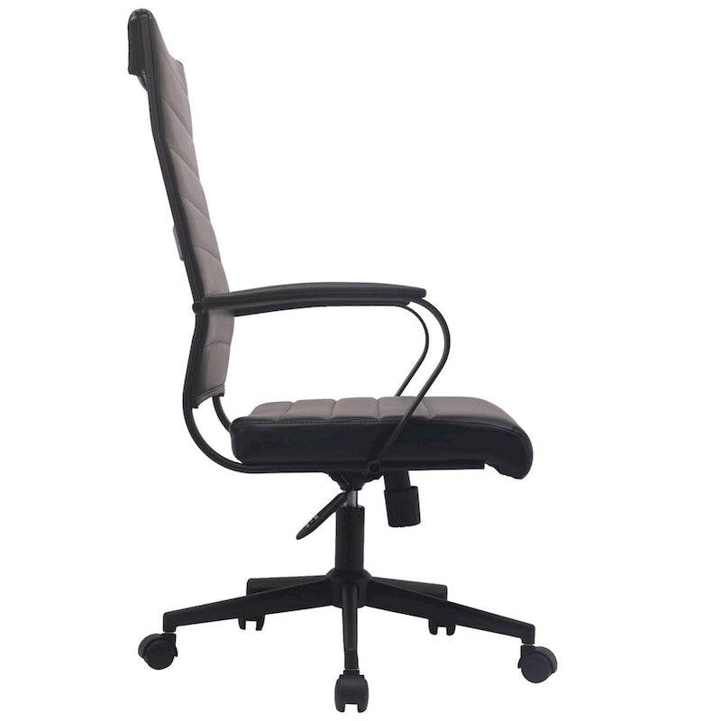 Fauteuil de bureau moderne à dossier haut, en cuir PU côtelé, inclinable, pour direction, salle de conférence, bureau d'ordinateur, cadre supérieur