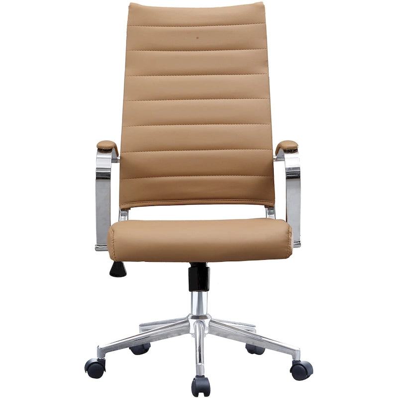 Fauteuil de bureau moderne à dossier haut, en cuir PU côtelé, inclinable, pour direction, salle de conférence, bureau d'ordinateur, cadre supérieur