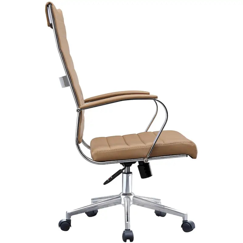 Fauteuil de bureau moderne à dossier haut, en cuir PU côtelé, inclinable, pour direction, salle de conférence, bureau d'ordinateur, cadre supérieur