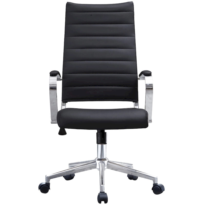 Fauteuil de bureau moderne à dossier haut, en cuir PU côtelé, inclinable, pour direction, salle de conférence, bureau d'ordinateur, cadre supérieur