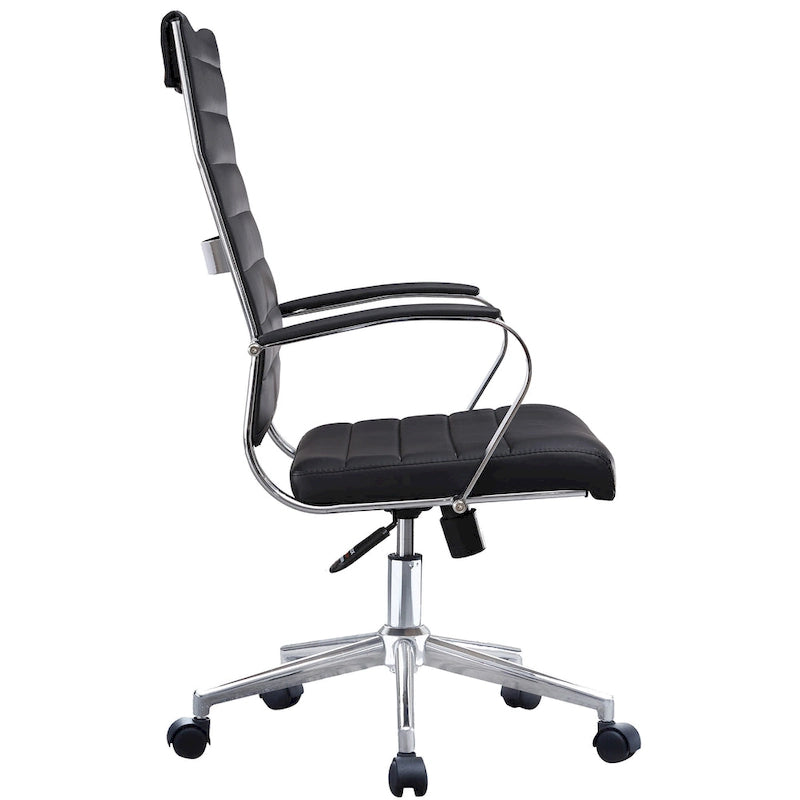 Fauteuil de bureau moderne à dossier haut, en cuir PU côtelé, inclinable, pour direction, salle de conférence, bureau d'ordinateur, cadre supérieur