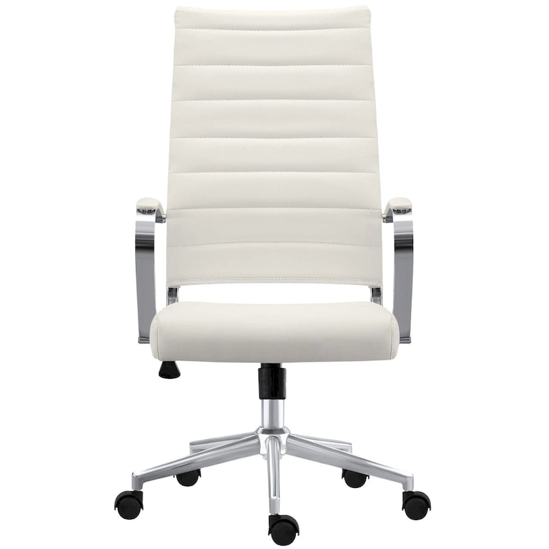 Fauteuil de bureau moderne à dossier haut, en cuir PU côtelé, inclinable, pour direction, salle de conférence, bureau d'ordinateur, cadre supérieur