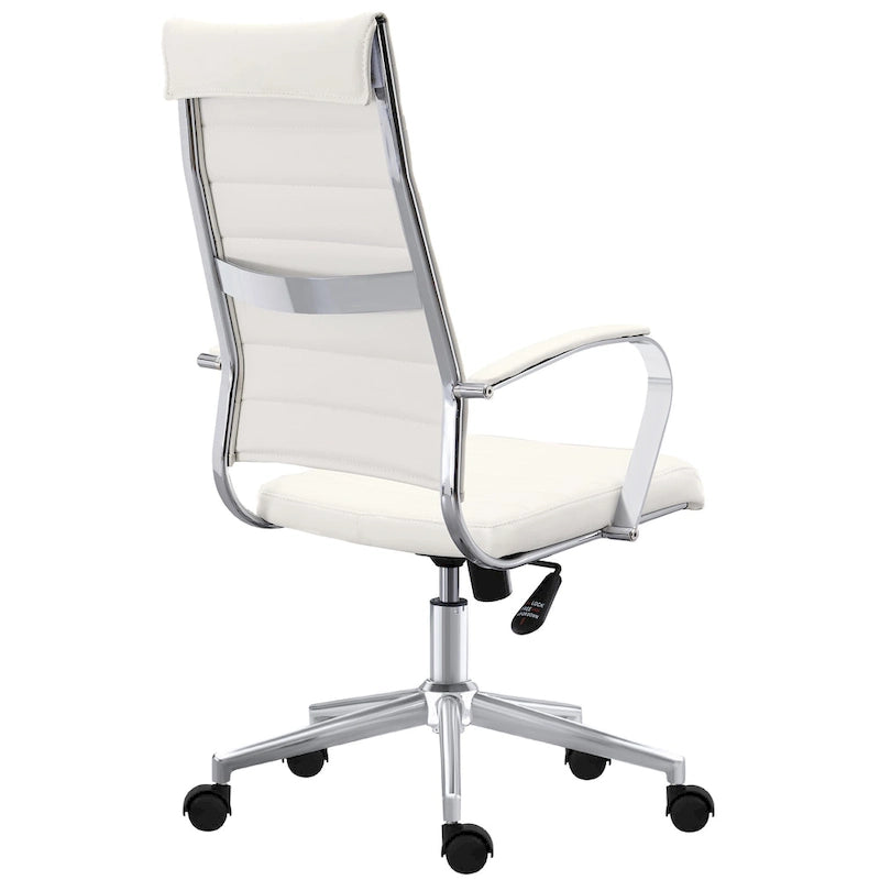 Fauteuil de bureau moderne à dossier haut, en cuir PU côtelé, inclinable, pour direction, salle de conférence, bureau d'ordinateur, cadre supérieur