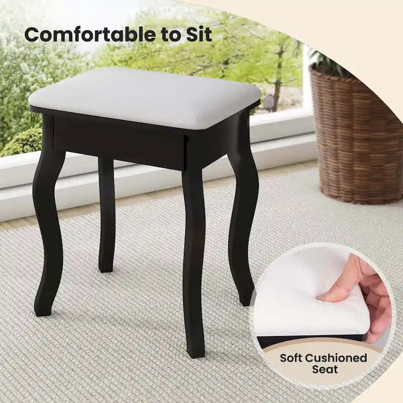 Ensemble coiffeuse Costway avec miroir triptyque, éclairage LED et 4 tiroirs - Voir les détails