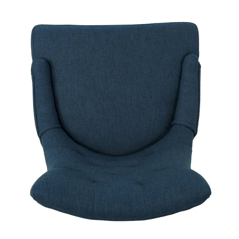Fauteuil de bureau pivotant Ovi, tissu bleu marine, dossier capitonné, roulettes