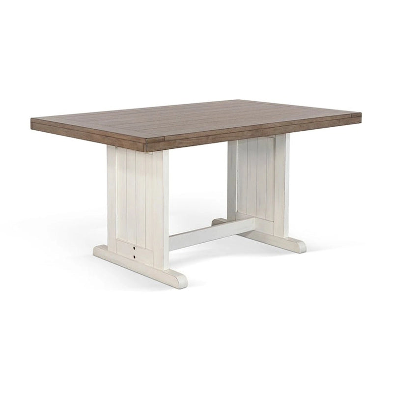 Ensemble coin repas d'angle Sime 4 pièces, table et banc de salle à manger blancs et bruns