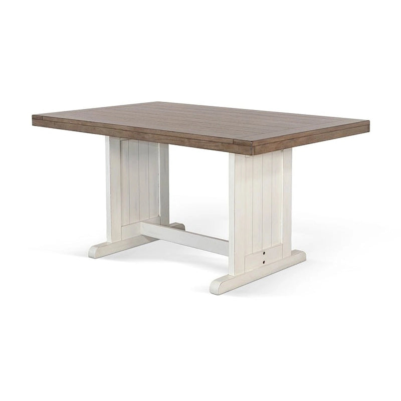 Ensemble coin repas d'angle Sime 4 pièces, table et banc de salle à manger blancs et bruns