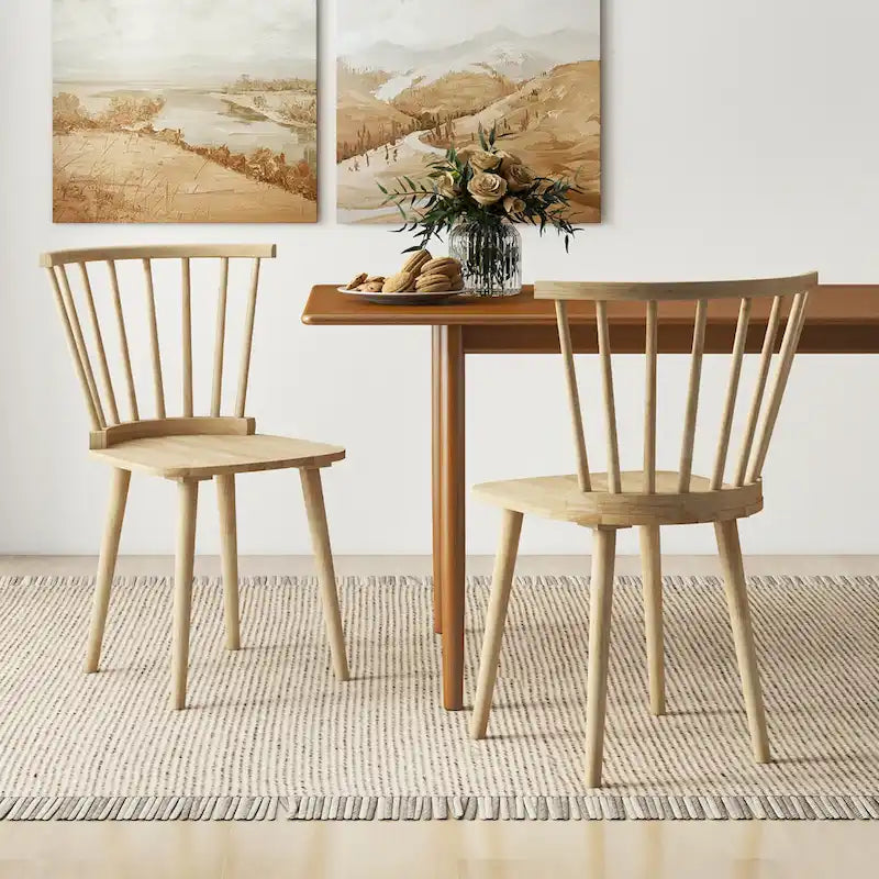 Gymax Lot de 4 chaises de salle à manger Windsor à dossier haut en bois