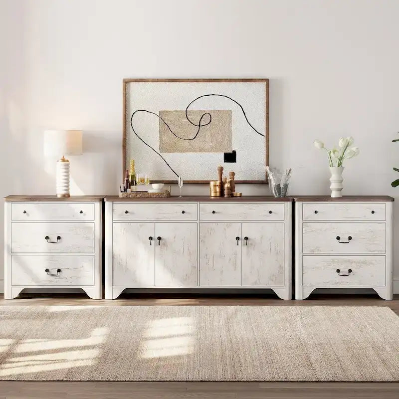 Buffet de style campagnard WAMPAT 122 W, grand modèle, avec portes et étagère réglable.
