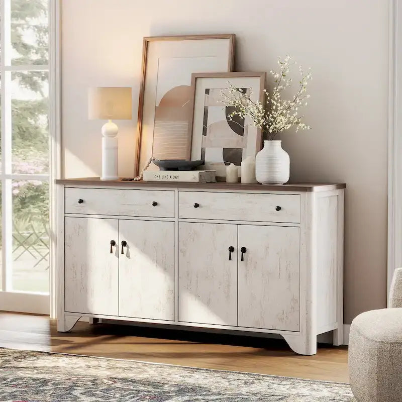 Buffet de style campagnard WAMPAT 122 W, grand modèle, avec portes et étagère réglable.