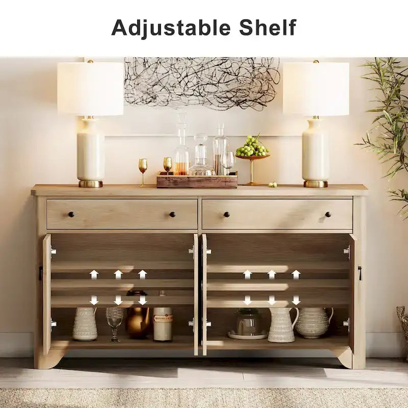 Buffet de style campagnard WAMPAT 122 W, grand modèle, avec portes et étagère réglable.