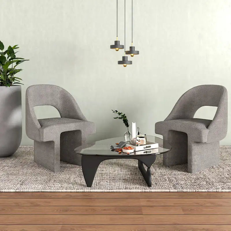 Ensemble de 2 fauteuils d'appoint modernes et élégants en tissu bouclé, avec structure en MDF, pour la maison, le bureau, le salon et la chambre.