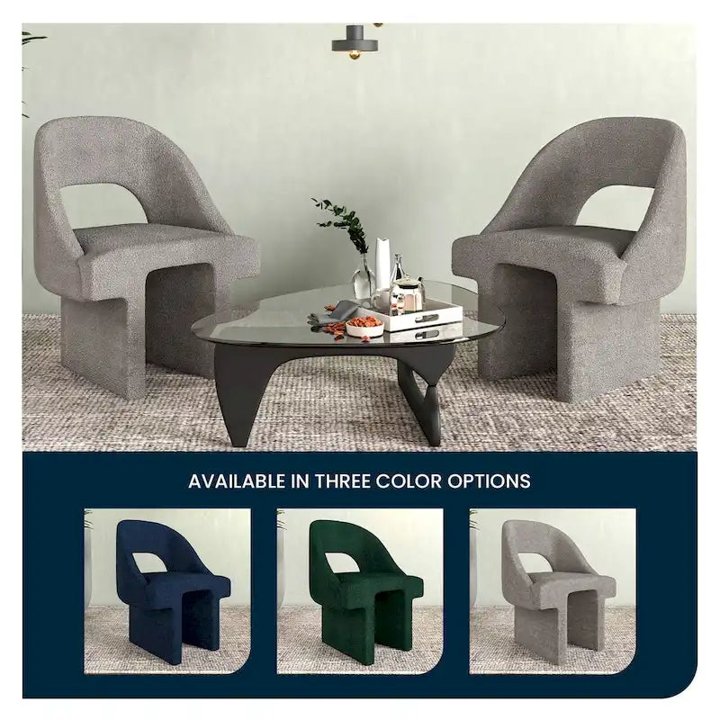 Ensemble de 2 fauteuils d'appoint modernes et élégants en tissu bouclé, avec structure en MDF, pour la maison, le bureau, le salon et la chambre.