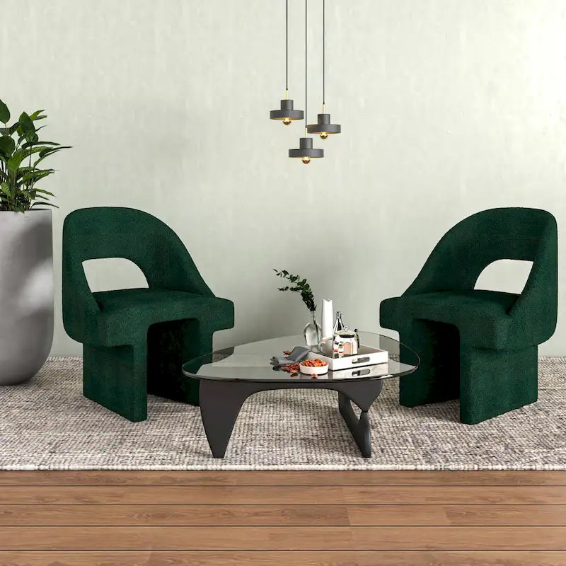 Ensemble de 2 fauteuils d'appoint modernes et élégants en tissu bouclé, avec structure en MDF, pour la maison, le bureau, le salon et la chambre.