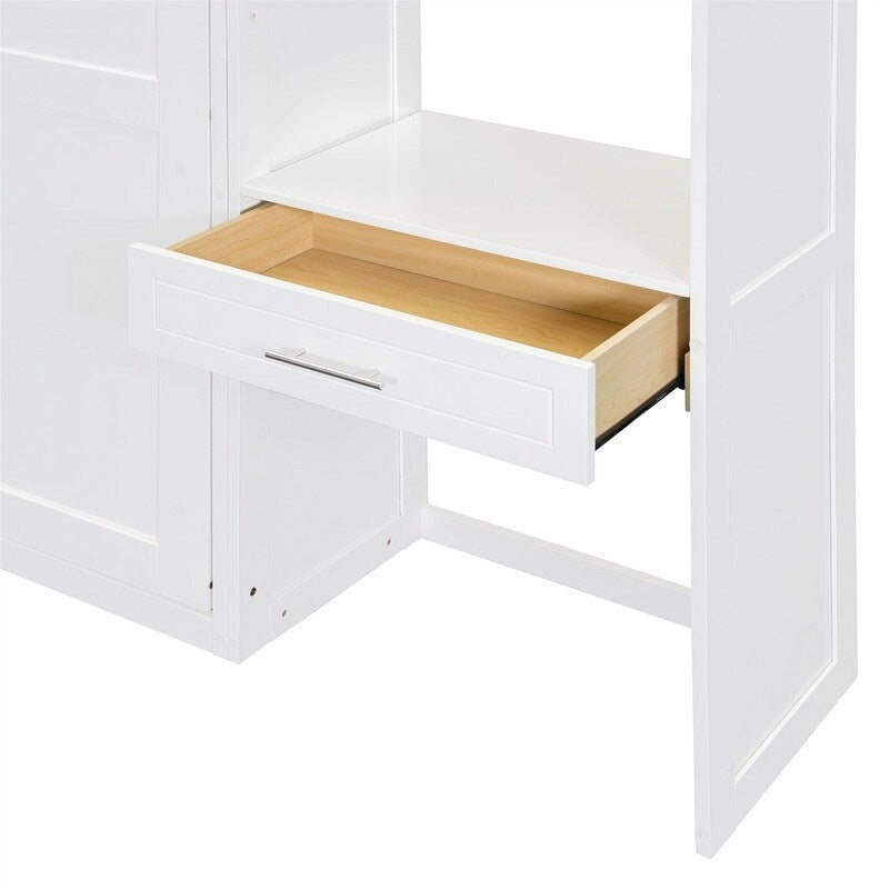 Lit escamotable mural double/queen avec bureau et armoire supérieure, lit pliant escamotable avec étagères de rangement, conception gain de place