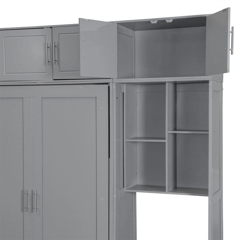 Lit escamotable mural double/queen avec bureau et armoire supérieure, lit pliant escamotable avec étagères de rangement, conception gain de place