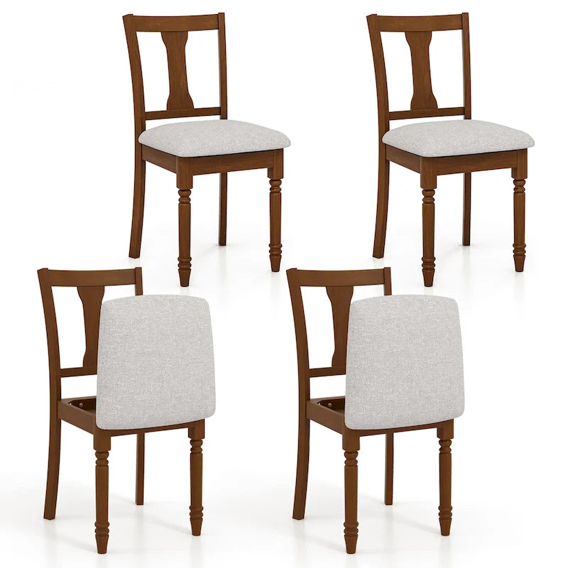Ensemble de 4 chaises de salle à manger en bois rembourrées Gymax avec espace de rangement intégré à l'assise