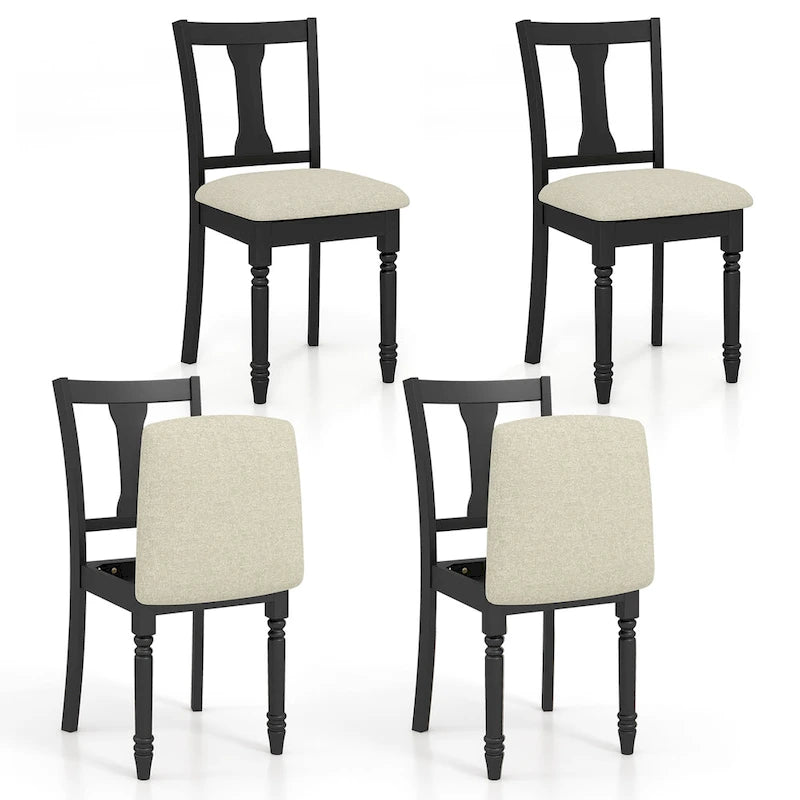 Ensemble de 4 chaises de salle à manger en bois rembourrées Gymax avec espace de rangement intégré à l'assise