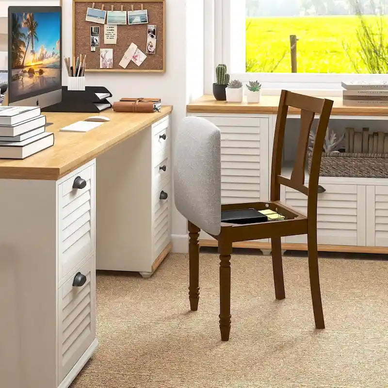 Ensemble de 4 chaises de salle à manger en bois rembourrées Gymax avec espace de rangement intégré à l'assise