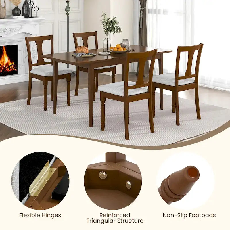 Ensemble de 4 chaises de salle à manger en bois rembourrées Gymax avec espace de rangement intégré à l'assise
