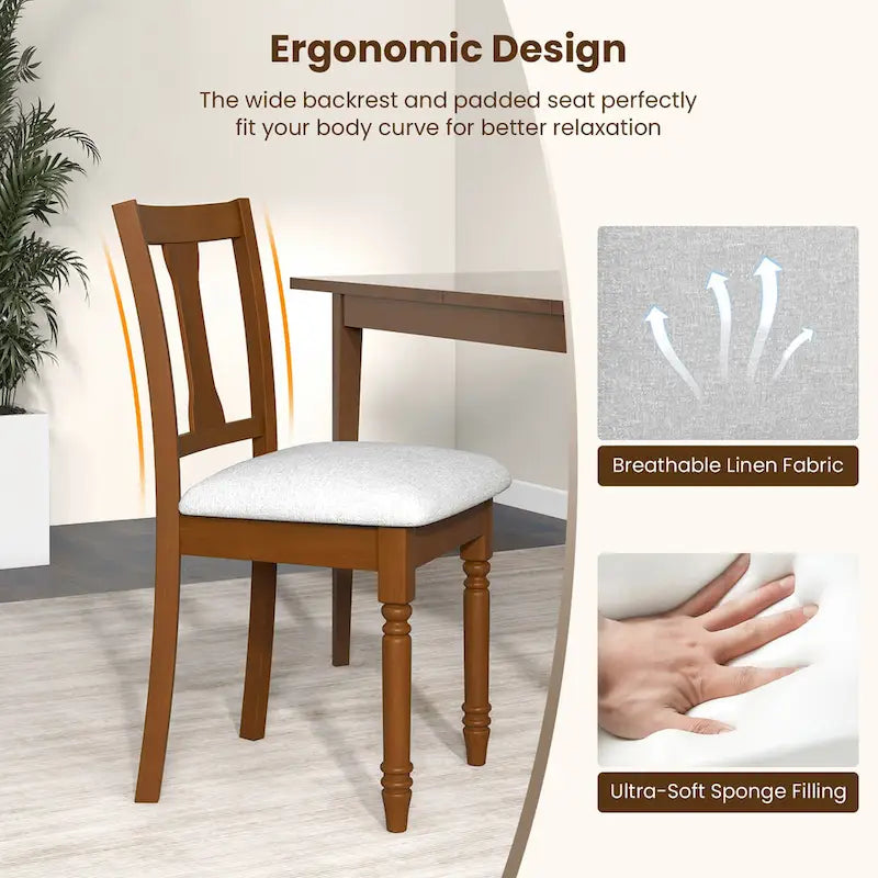 Ensemble de 4 chaises de salle à manger en bois rembourrées Gymax avec espace de rangement intégré à l'assise