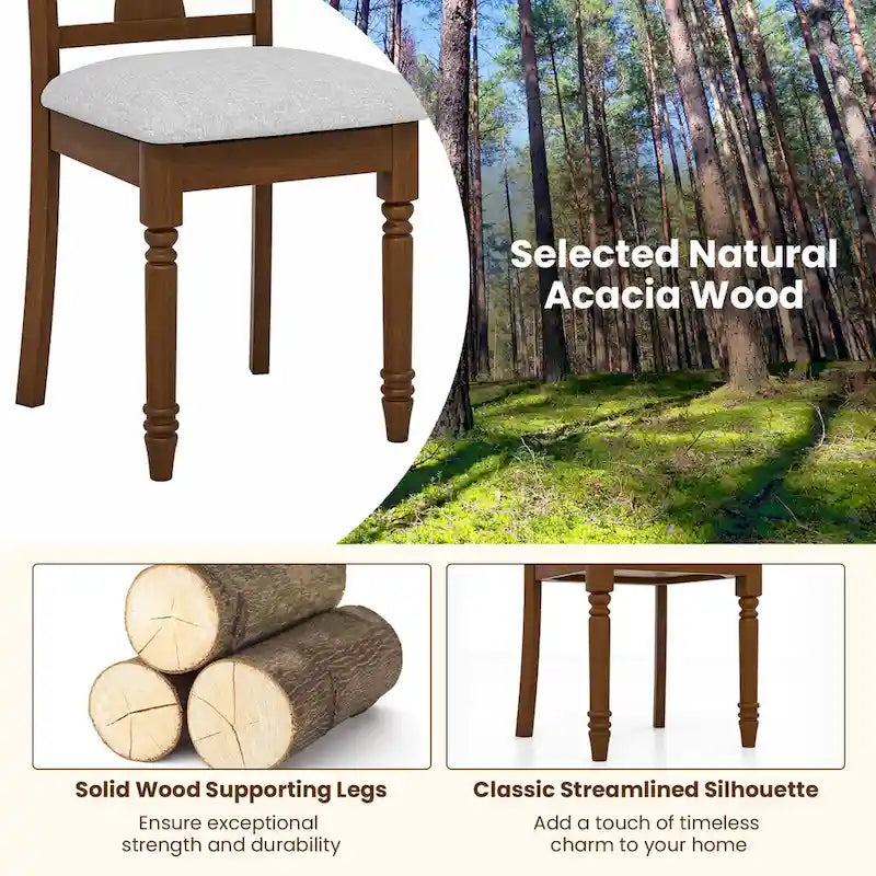 Ensemble de 4 chaises de salle à manger en bois rembourrées Gymax avec espace de rangement intégré à l'assise