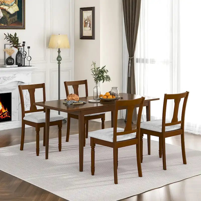Ensemble de 4 chaises de salle à manger en bois rembourrées Gymax avec espace de rangement intégré à l'assise