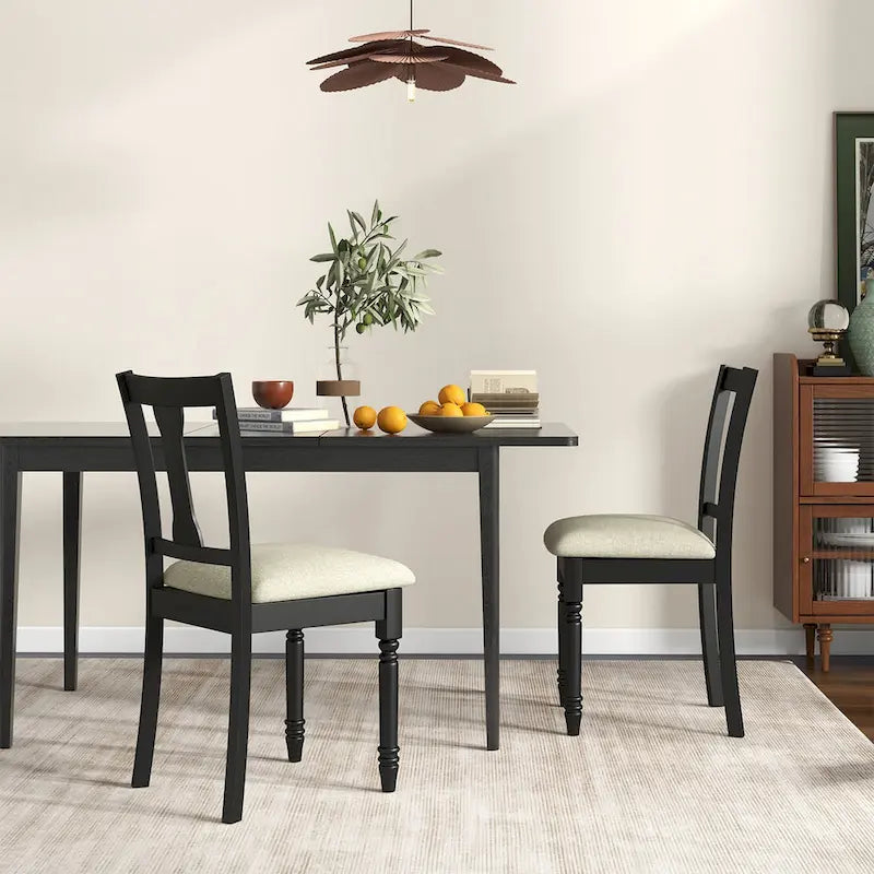 Ensemble de 4 chaises de salle à manger en bois rembourrées Gymax avec espace de rangement intégré à l'assise