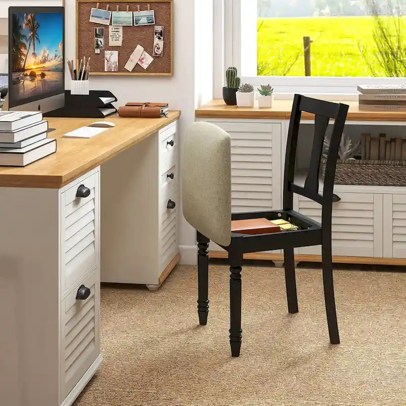 Ensemble de 4 chaises de salle à manger en bois rembourrées Gymax avec espace de rangement intégré à l'assise