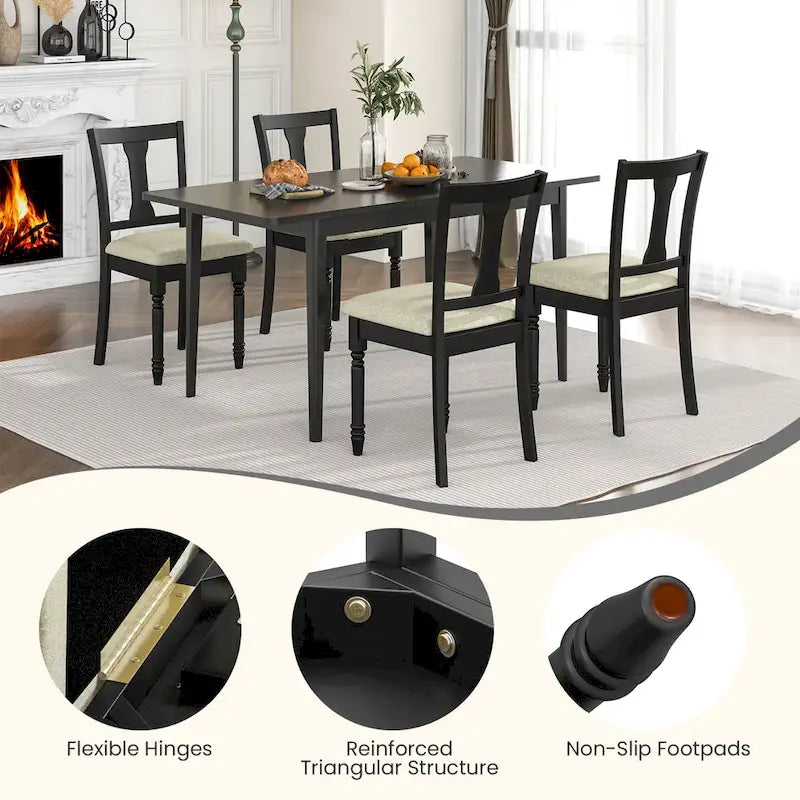 Ensemble de 4 chaises de salle à manger en bois rembourrées Gymax avec espace de rangement intégré à l'assise